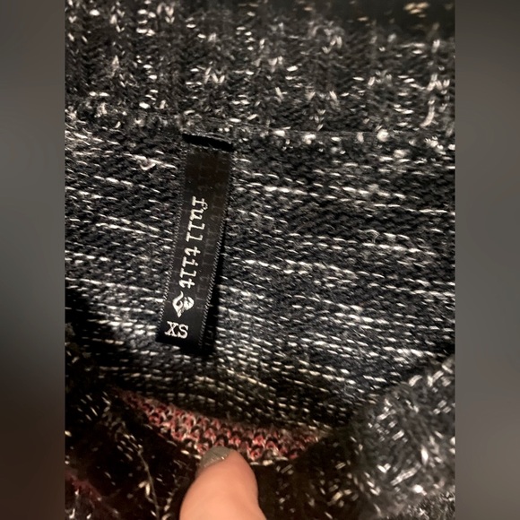 Cropped Xmas snowflake long sleeve knit sweater off the shoulder size XS - Picture 3 of 4